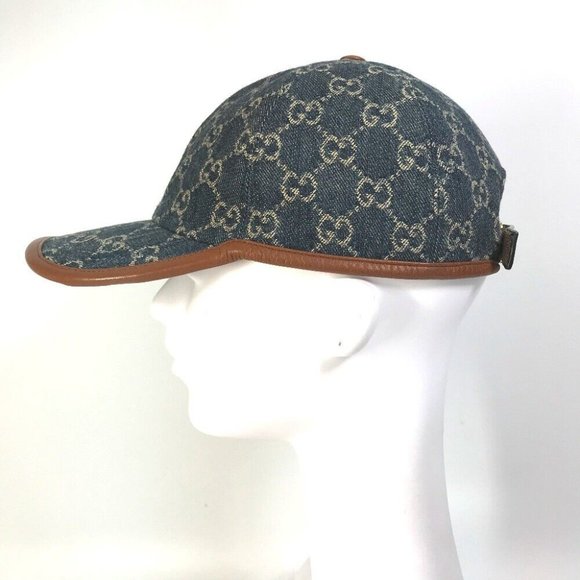 GUCCI 656206 Denim GG logo hat cap baseball cap GGCanvas Navy/Brown main image 6